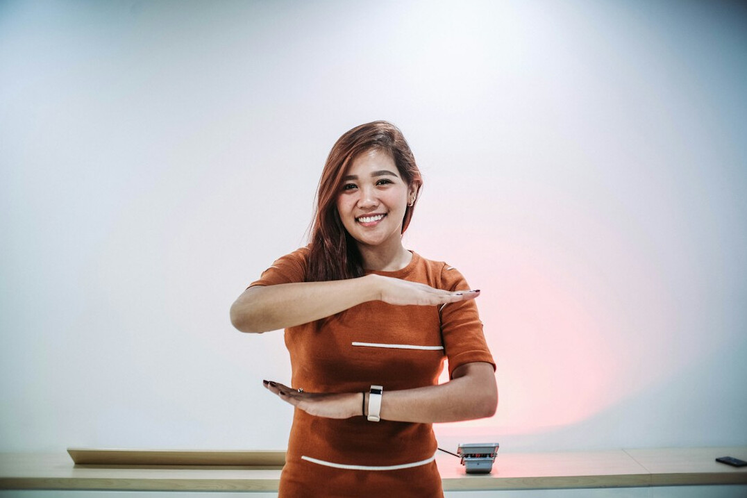 woman giving presentation