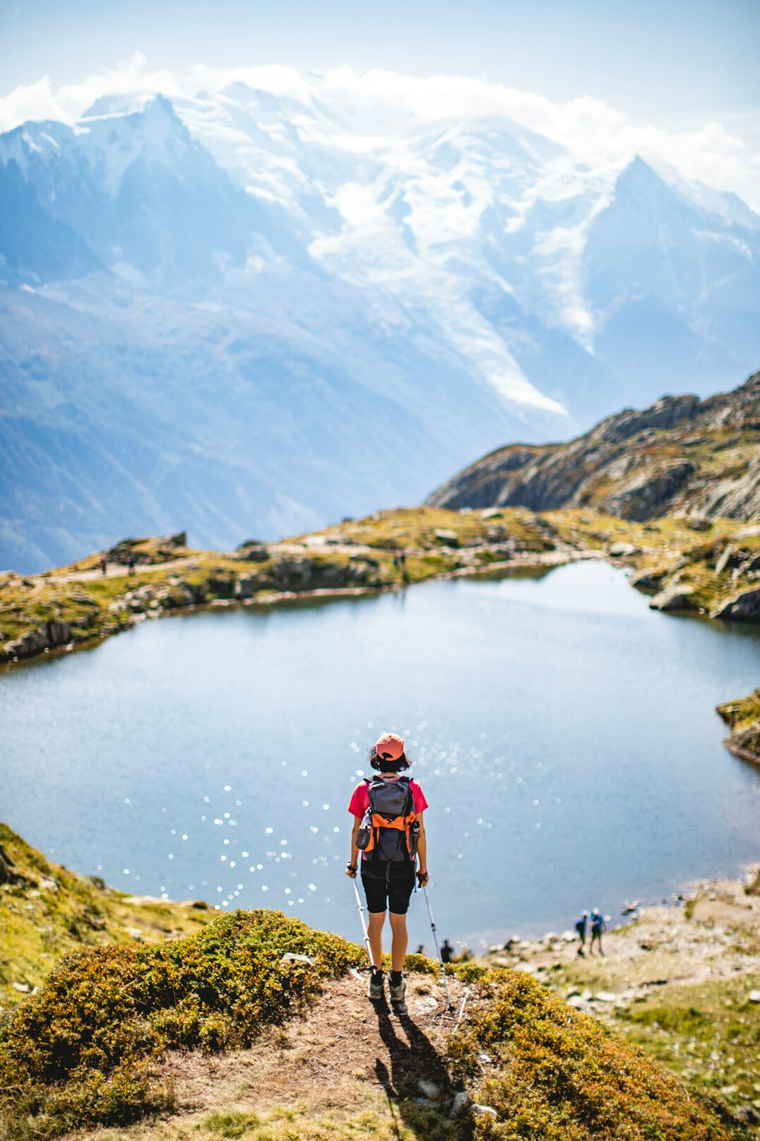 person hiking mountain trail